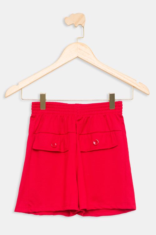 Short Juvenil Caedu Vermelho Poliéster Confortável 10-16