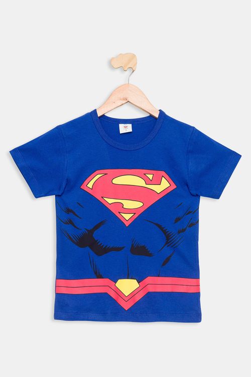Camiseta Infantil Superman Azul Médio Tam 4 a 10