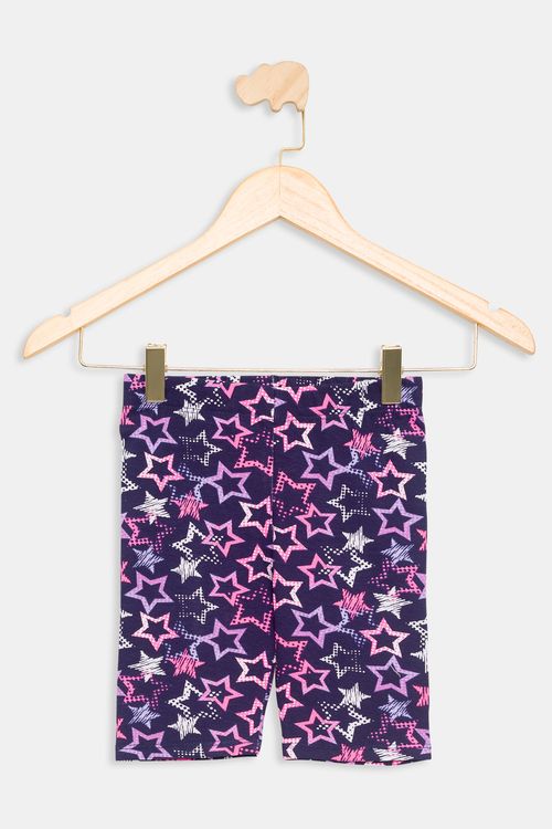 Bermuda Ciclista Infantil Estrela Azul Escuro Tam 4 a 8