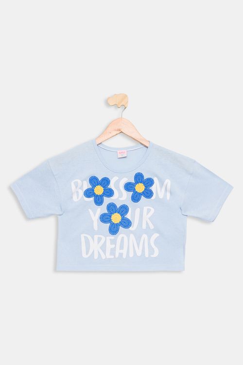 Blusa Juvenil Caedu Floral Dream Azul Claro 10-16
