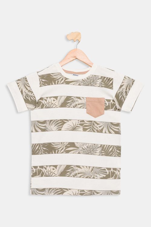 Camiseta Juvenil Caedu Folhagem Off White 100% Algodão