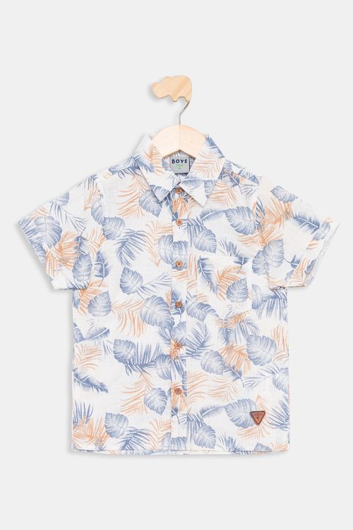 Camisa Infantil Caedu Off White Estampa Tropical Tam 4-8