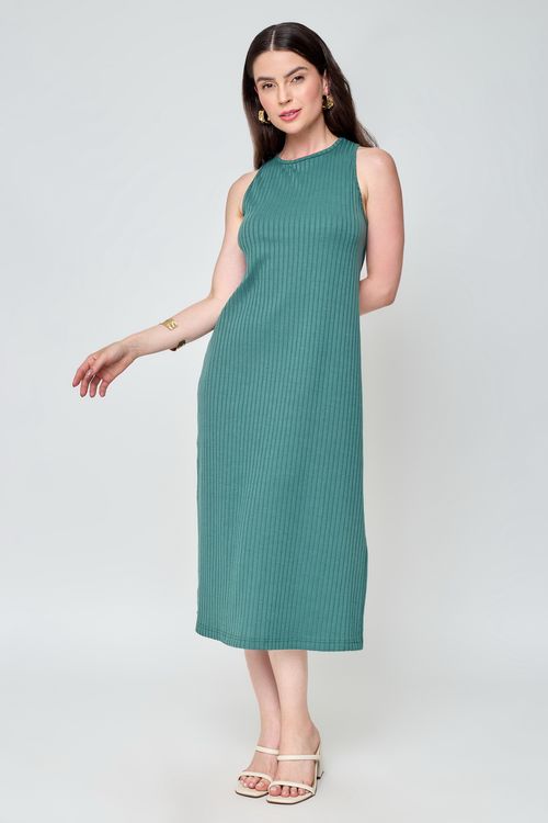 Vestido Feminino Casual Tubinho Verde Médio