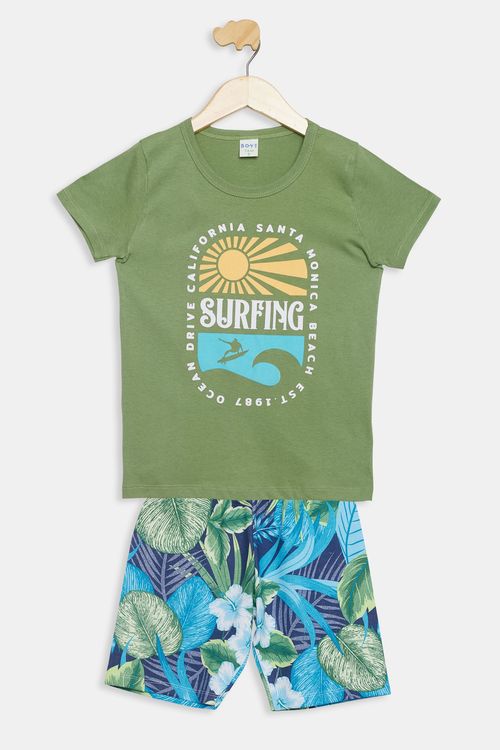 Conjunto Infantil Surf Verde Tam 4 a 8