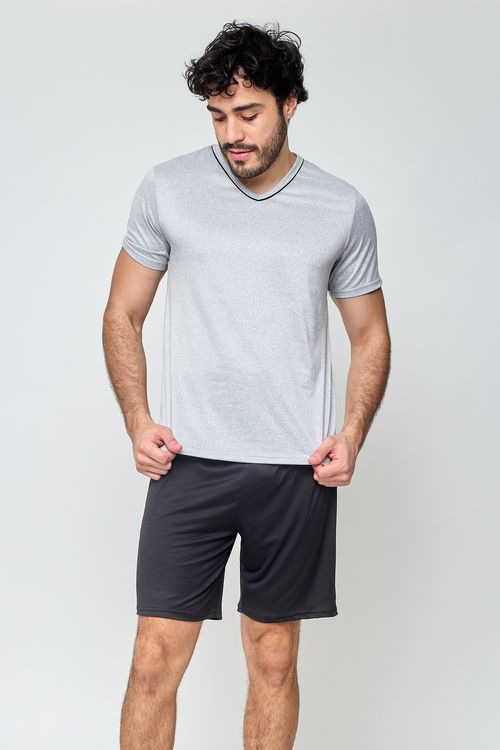 Pijama Masculino Mescla e Preto