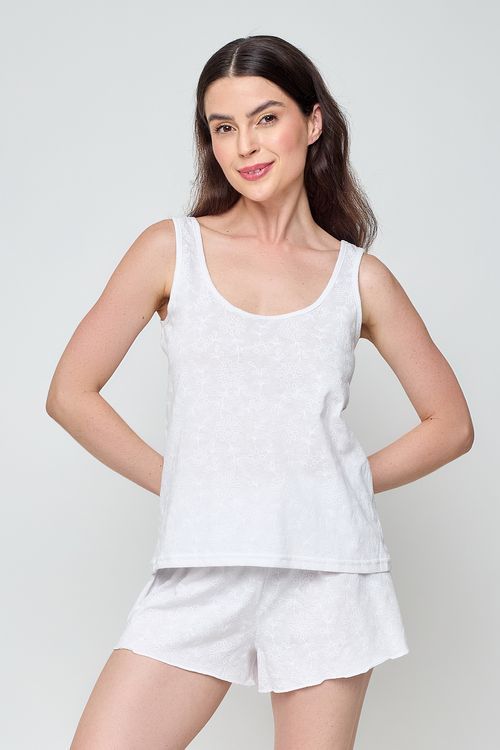 Pijama Feminino em Laise Branco