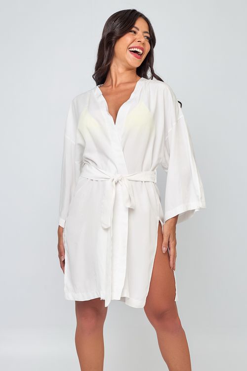 Kimono de Praia em Viscose Branco