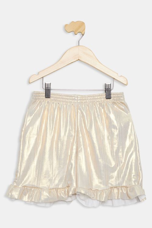 Short Juvenil Metálico Dourado Tam 10 a 16