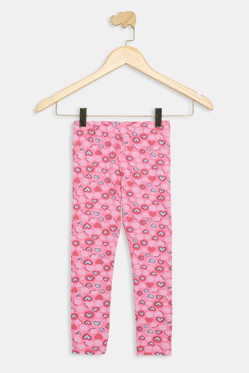 Legging Infantil Coração Rosa Médio Tam 4 a 8