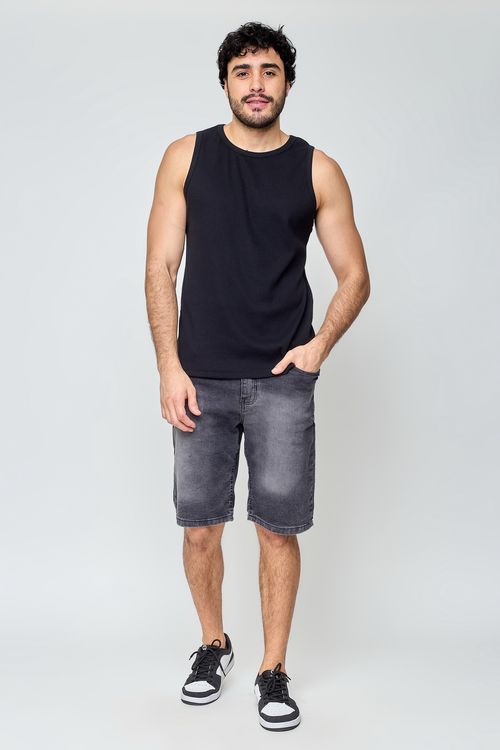 Bermuda Masculina Jeans Preta