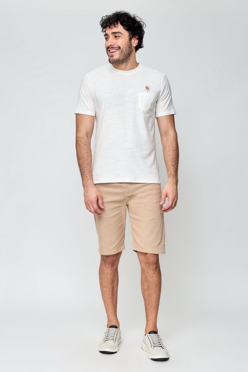 Bermuda Masculina em Sarja com Cordão Bege