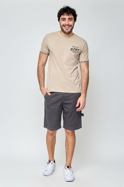 Bermuda Masculina em Sarja Reta Chumbo