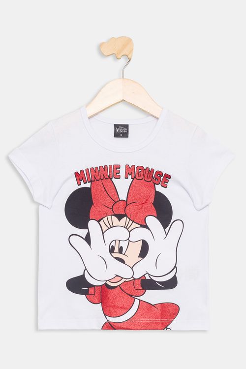 Blusa Infantil Minnie Branca Tam 4 a 10