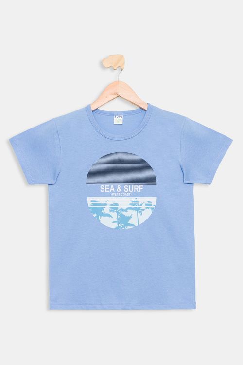 Camiseta Juvenil Beach Azul Tam 10 a 16