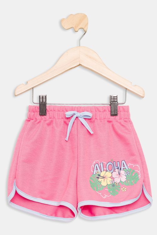 Short Infantil Menina Caedu Runner Rosa Aloha 4-8 Anos