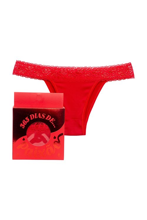 Calcinha String com Renda Vermelha