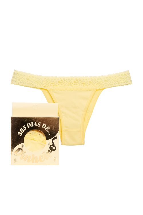 Calcinha String com Renda Dindin Amarelo Claro