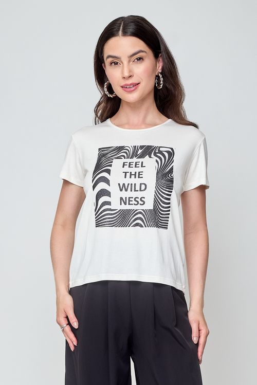 Blusa Feminina em Viscose Estampada Branca