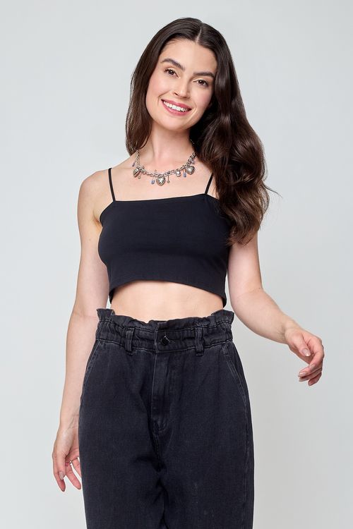 Top Faixa com Alça Fina Preto