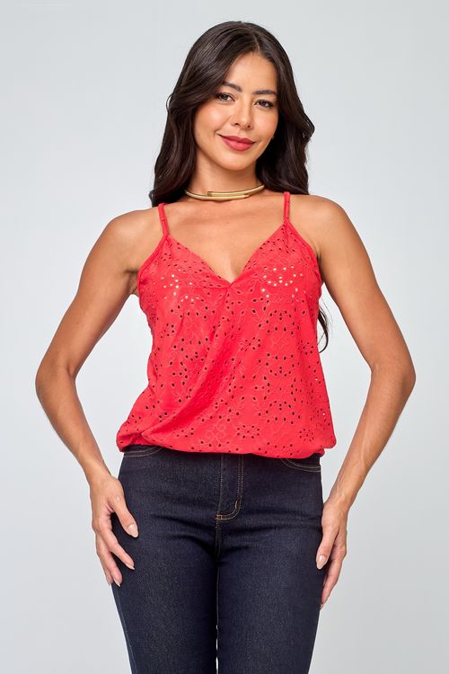 Regata Feminina em Laise Casual Vermelha