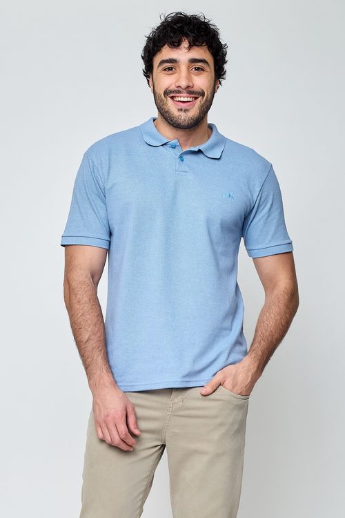 Polo Masculina Caedu Azul Claro Piquet Casual