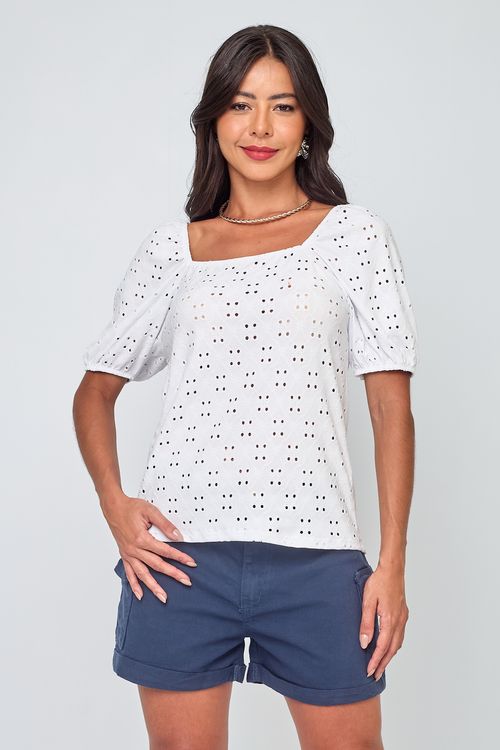 Blusa Feminina Laise Manga Bufante Branca