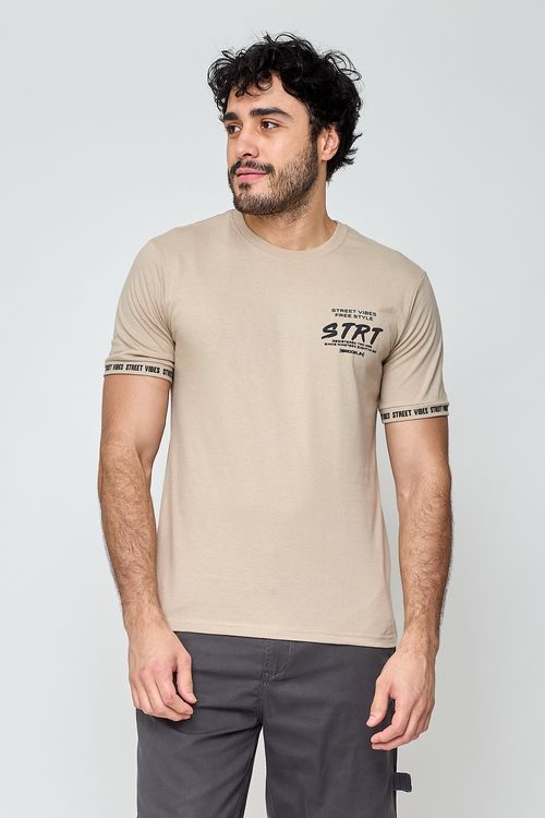 Camiseta Masculina Street Bege Claro