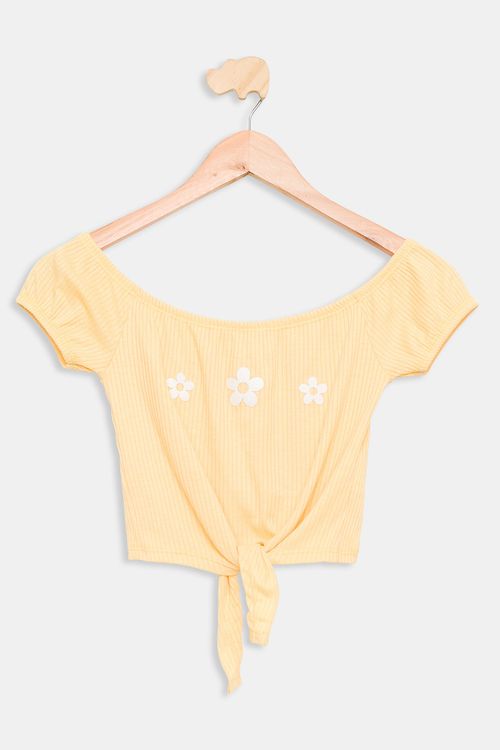Blusa Juvenil Caedu Ribana Floral Amarela Ciganinha