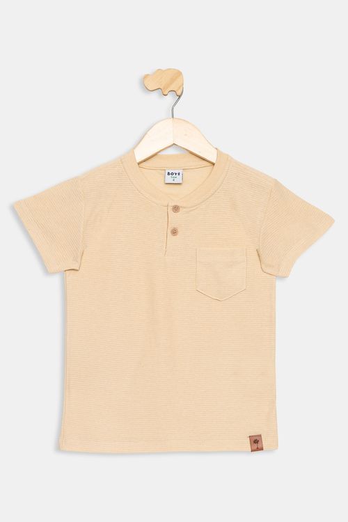 Camiseta Infantil Gola Padre Bege Claro Tam 4 a 8