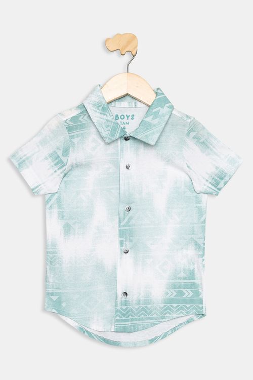 Camisa Infantil Caedu Estampa Tribal Verde Algodão 4-8