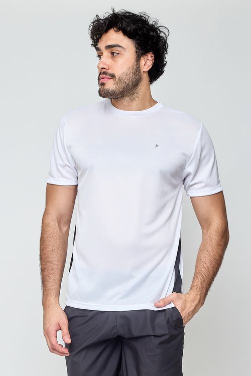 Camiseta Esportiva Masculina Caedu Dry Fit Branco/Preto