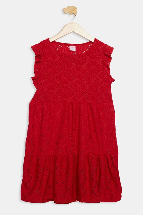 Vestido Juvenil de Laise Vermelho Tam 10 a 16