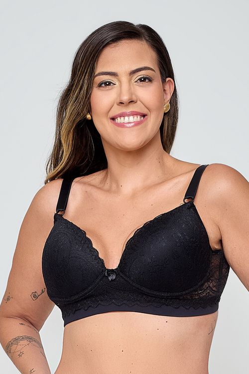 Sutiã Feito Pra Mim com Base e Renda Preto