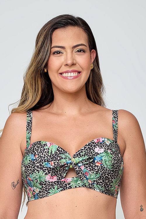 Biquíni Top Tropical com Laço Feita Pra Mim Estampado Multicor