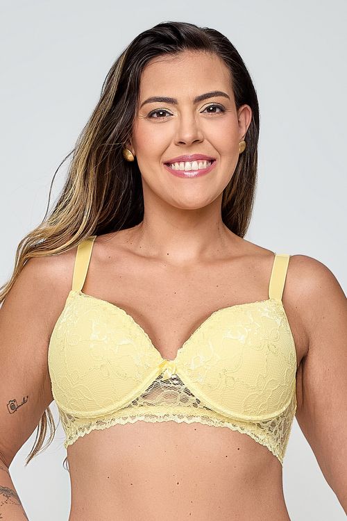 Sutiã Feito Pra Mim com Base em Renda Amarelo