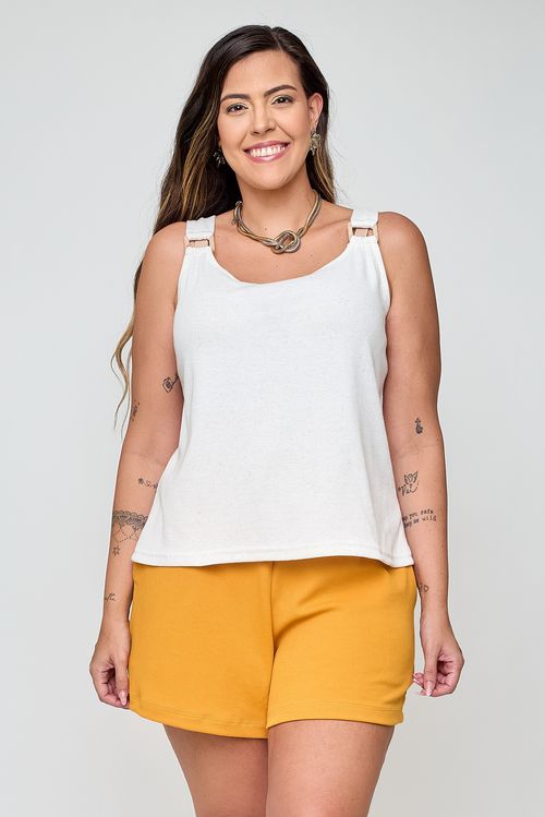 Regata Feminina em Linho Feita Pra Mim Branca