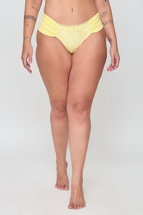 Calcinha Feita Pra Mim Biquíni com Renda Amarela