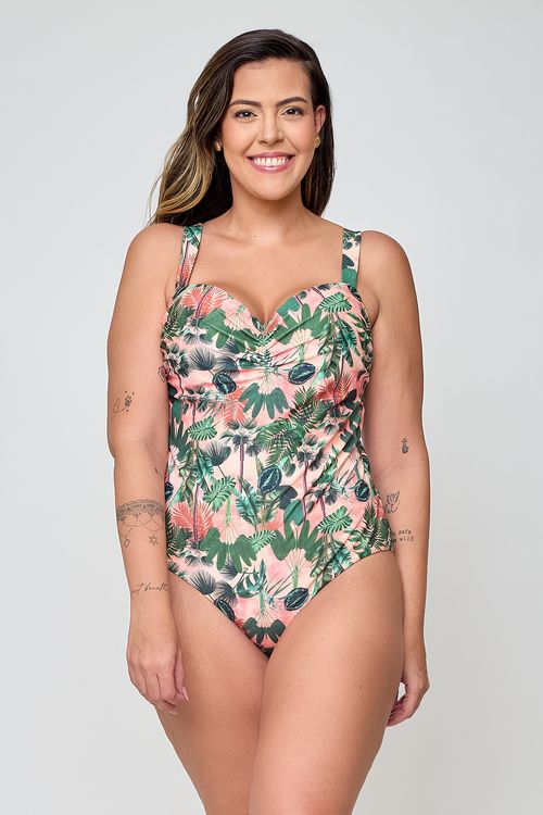 Maiô Feita Pra Mim Tropical Rosa Claro