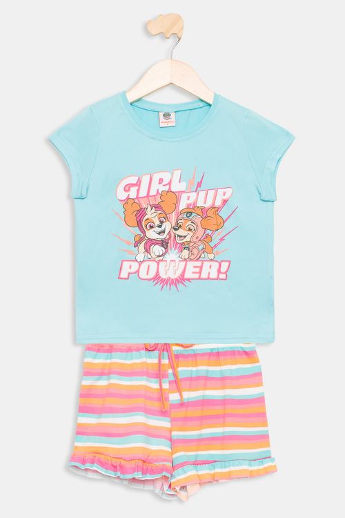 Pijama Infantil Patrulha Canina Verde Água Tam 4 a 10