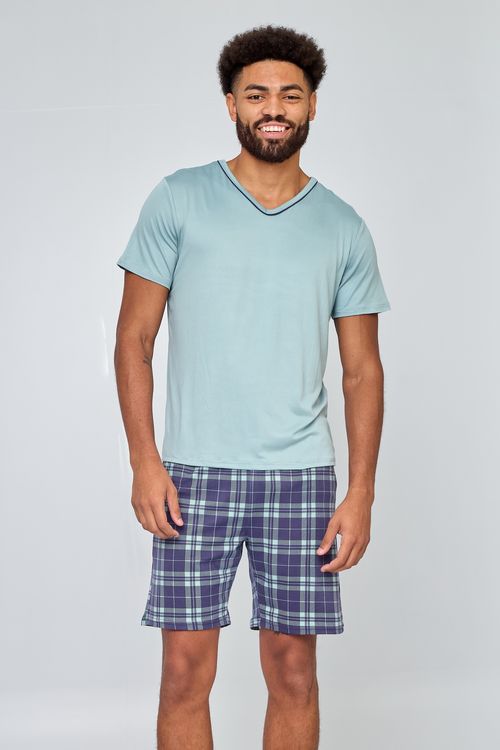 Pijama Masculino Xadrez Azul