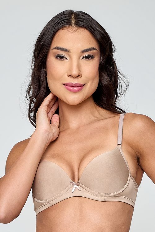 Sutiã Push-up Feminino Bege Nude Laço