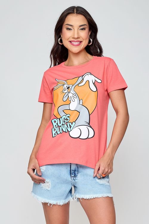 Camiseta Feminina Pernalonga Laranja Caedu Algodão