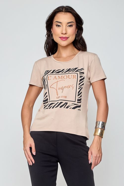 Blusa Feminina de Viscose Famous Bege