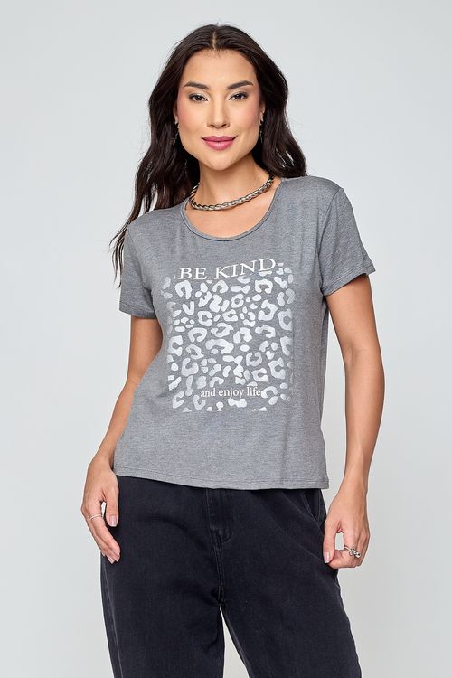 Blusa Feminina de Viscose Oncinha Cinza