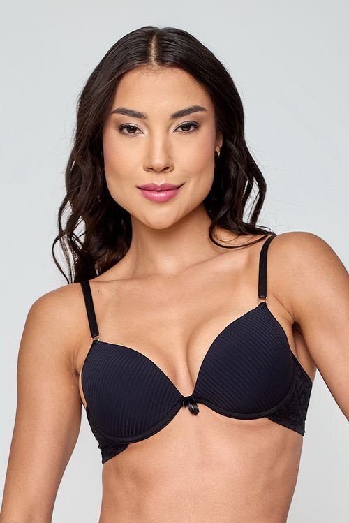 Sutiã Push Up Canelado Preto