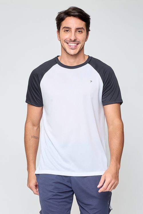 Camiseta Masculina Raglan Caedu Dry Fit Preta e Branca