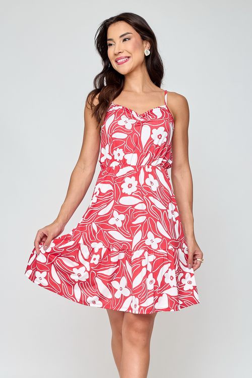 Vestido Feminino Floral Vermelho