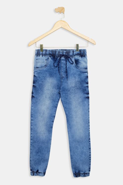 Calça Jeans Juvenil Jogger Marmorizado Azul Médio Tam 10 a 16