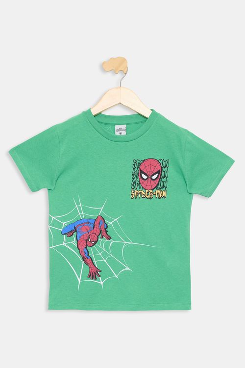 Camiseta Infantil Meninos Spider-Man Verde Tam 4 a 10