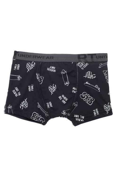 Cueca Boxer Juvenil Skate Preta Tam 10 a 16